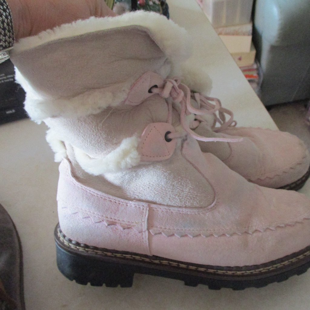 Vintage Blondo Shearling And Suede Winter Boots Lug Sole Blush Pink Women's 6